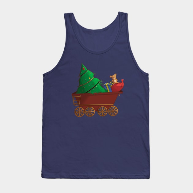 Christmas Tree Wagon Tank Top by Pafart